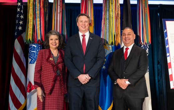 Patricia M. Barron, Deputy Assistant Secretary of Defense for Military Community and Family Policy; Paul Norman, Vice President of Talent Acquisition, Sevita; Gilbert R. Cisneros, Jr., Undersecretary of Defense for Personnel and Readiness.